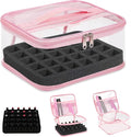 Beloving Clear Nail Polish Organizer Holds 30 Bottles PVC Nail Polish Case See-Through Nail Supplies with Manicure Tools Storage Sections, Portable Travel Nail Tech Carrying Bag for Storage Display