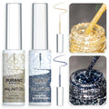 BURANO Gel Nail Polish Liner Nail Art Polish, Silver Gold Painted Gel Nail Design Polish 2 Bottle 8ml, Build in Thin Nail Brush Curing Required LX17 LX22