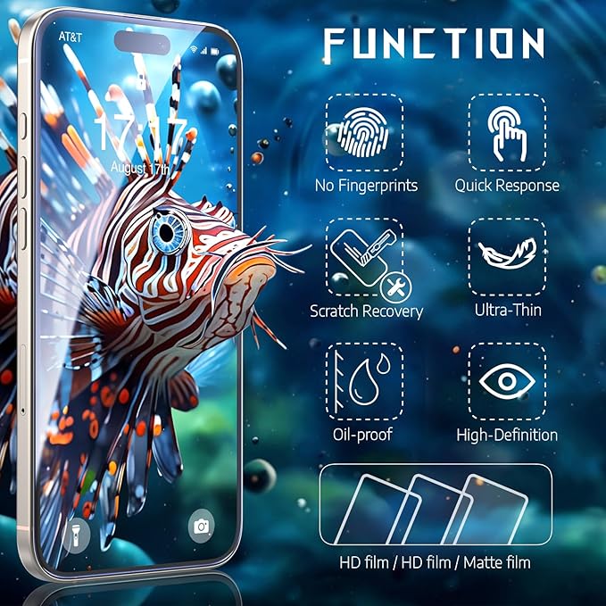 Screen Protector for iPhone14Pro05 HD Tempered Glass Film Optional,with Install Frame, 10H+ Hardness Shatterproof Scratch Resistant Durable