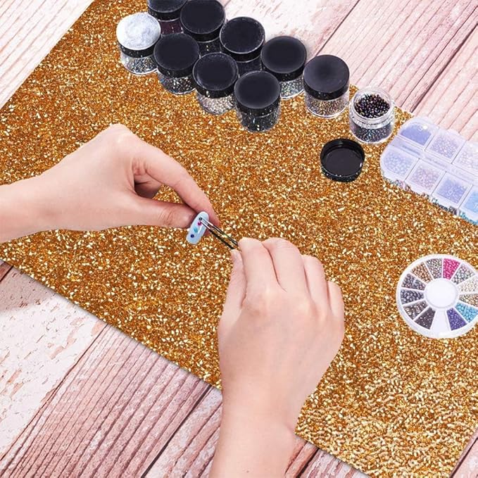 EBANKU Shiny Nail Table Mat, Nail Art Hand Rest Pad for Cushion Pillow, Washable Portable Nail Art Manicure Tool Practice Cushion Pad（Yellow）