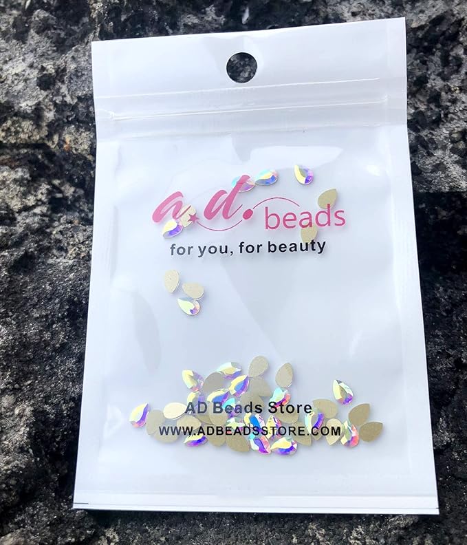 AD Beads Top Czech AB Crystal Flatback Rhinestone Nail Art Decoration Multi Shape (S02 Drop 4x6mm, 100 Pcs)
