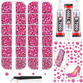 12100Pcs Resin Rhinestones for Crafting with 3Pcs 10ml B7000 Jewelry Glue, 2 Boxes Flatback Crystals Diomand (Hot Pink) for Bedazzling Crafts DIY Nail Art Makeup，Non Hotfix Gems for Clothing Shoes