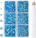 8000pcs Hotfix Rhinestones Flatback,Rhinestones for Crafts Clothes Mixed 6 Sizes, Hotfix Crystals with Wax Pencil Kit, SS3-SS12,Aquamarine