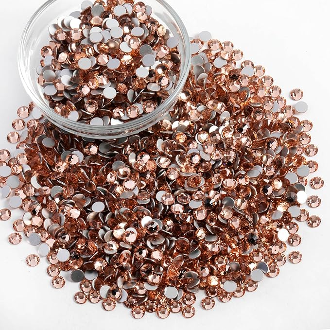 Beadsland Flatback Rhinestones Bulk,14400pcs Champagne Rhinestones for Nails Crafts Clothes DIY Decoration, Light Peach, SS10, 2.7-2.9mm