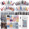 Nail Art Transfer Foils, 60 Pieces, Mixed Designs - Dried Flowers, Iridescent, Animal Print, Marble, Checkered Patterns, 1 Pcs Nail Art Engraving Pen Silicone Pen 7.87 x 1.57 inches(60)