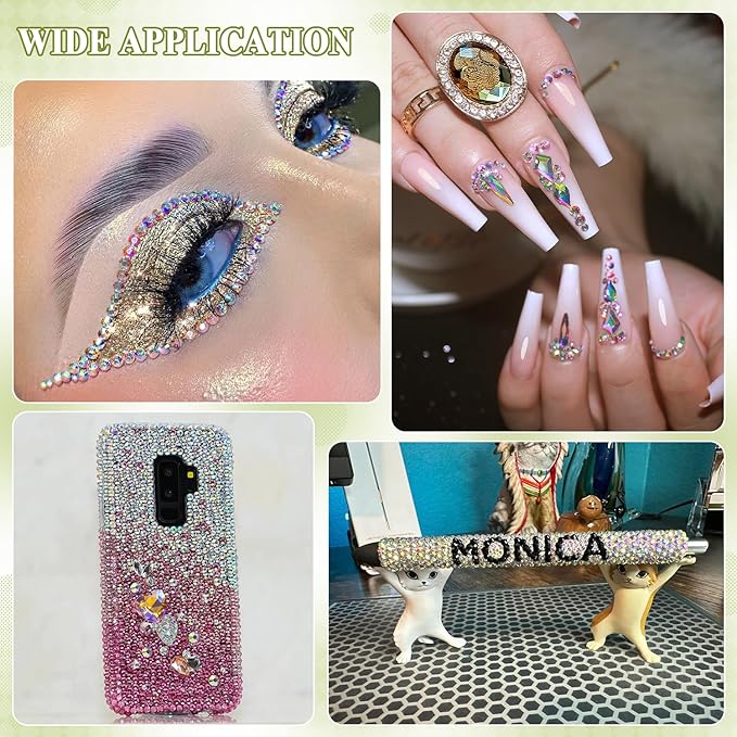 2000PCS SS20/5mm Crystal Rhinestones (Crystal AB) with 2Pcs 10ml B7000 Jewelry Glue, Bedazzling Flatback Glass Rhinestones for Crafting, Gems Diomand Charms for Tumbler Shoes Clothing Mugs Nail Art