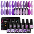 MTSSII Purple Reflective Gel Nail Polish Set, 12 Colors Lavender Violet Sparkly Gel Polish Diamond Shiny Glitter Soak Off Led Nail Polish for Women Girl DIY Nail Art Gift