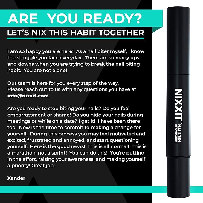 NIXXIT Nail Biting Treatment for Adults - Stop Nailing Biting Pen and Thumb Sucking for Adults & Children - Non Glossy Bitter Taste - Safe & Effective Solution - USA Made (2 - Pack)
