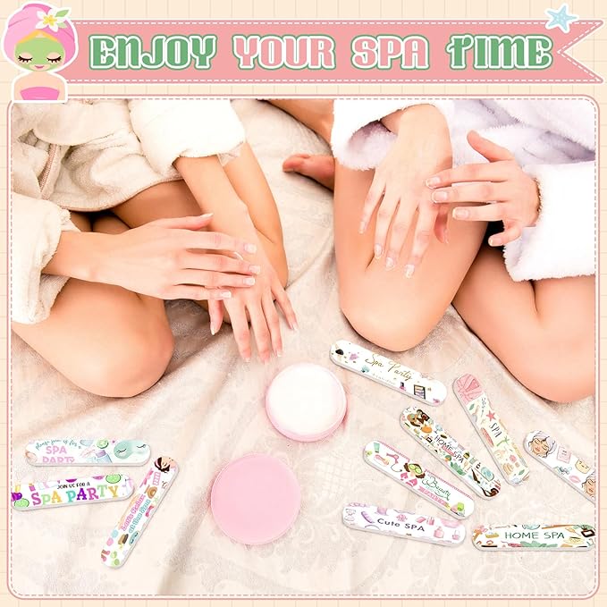 50 Pcs Spa Party Favors Bulk for Woman Sleepover Party Supplies Spa Birthday Parties Favors Mini Emery Board Nail Files Slumber Gifts for Home Slumber Supplies