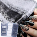 Lace Flower Nail Foil Transfer Sheets 20 Rolls Black White Lace Florals Nail Art Foils Elegant Valentines Sticker Nail Designs Lace Starry Sky Adhesive Valentine Foils Manicure Decoration for Women