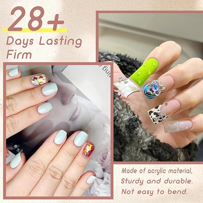 1000PCS Nail Tips Short Square French Duck Nail Tips Soft Clear False Nails Y2K Duck Feet Style Half Cover for Acrylic Nails Kit 10 Sizes 2 Shapes-Shape for Salon Home DIY Gifts
