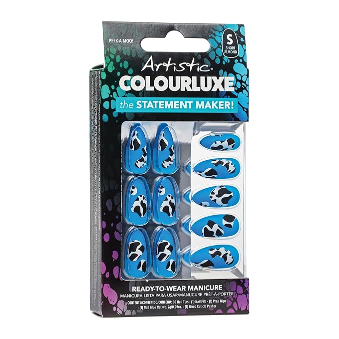 Artistic Colourluxe Press-On Tips - Kit Colourluxe Press-On Tips - Kits Nails - 30 Nails (Peek-A-Moo!, Kit)