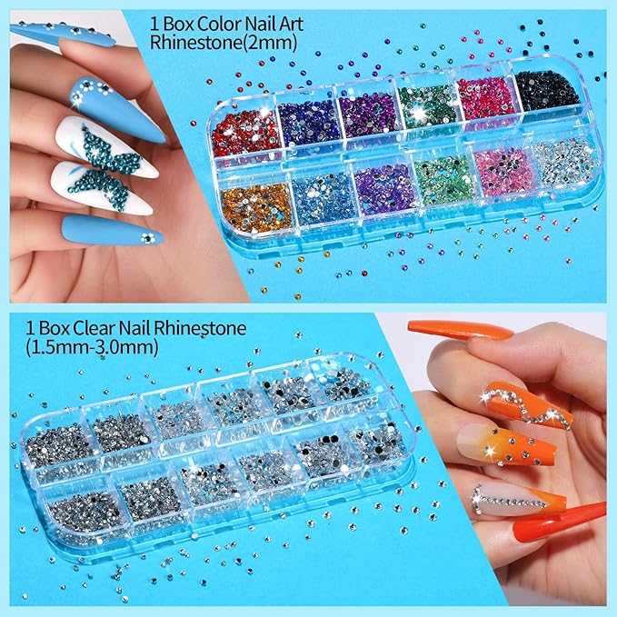 Teenitor Nail Art Tools, Nail Art Brushes Set, Dotting Tools，Nail Stickers, Nail Rhinestones For Nail Art