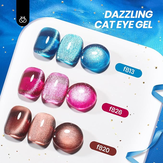 beetles Gel Polish 75 PCS Deal Box 20 Colors Nail Kit – Brown Blue Red Purple Glitter Cat Eye Gel, Glossy&Matte Top Coat DIY UV/LED Gel Nail Set Home Salon Valentines Gifts for Women Girls