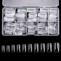 Full Cover Acrylic False Nail Tips, 500PCS Fake Nail Shape Artificial False Nails Tips 10 Sizes with Case for Nail Art Salons and Home DIY(Clear)