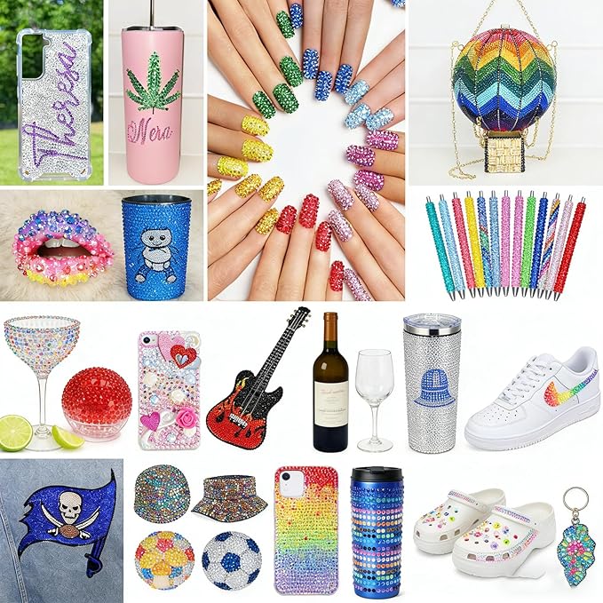 Bedazzler Kit with Rhinestones, Upgrade Colorful DIY Resin Rhinestone Kit for Bedazzling, Resin Jelly Rhinestones for Bedazzling Kit for Diamond Art Bedazzled Nail Art Crafting Makeup (24000pcs)
