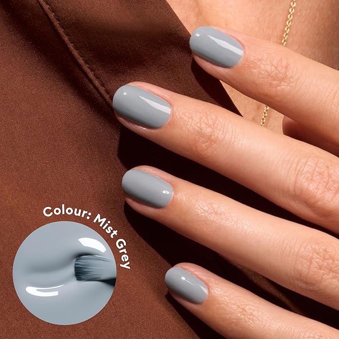 Manucurist Green Flash LED Mist Grey Gel Nail Polish - Vegan, 12-Free, Plant-Based - Strengthens and Protects the Nail - Gel Polish - Made in France - 0.5 fl oz