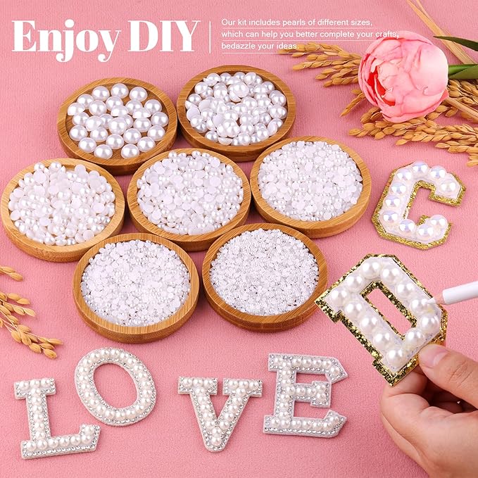 11000Pcs Flatback Pearls for Crafting (White), Assorted Size 2/3/4/5/6/8/10mm Non Hotfix Half Pearl, Bedazzling Bead for DIY Crafts Clothing Tumblers Mugs Shoes Fabric Embellishment Nail Art Makeup