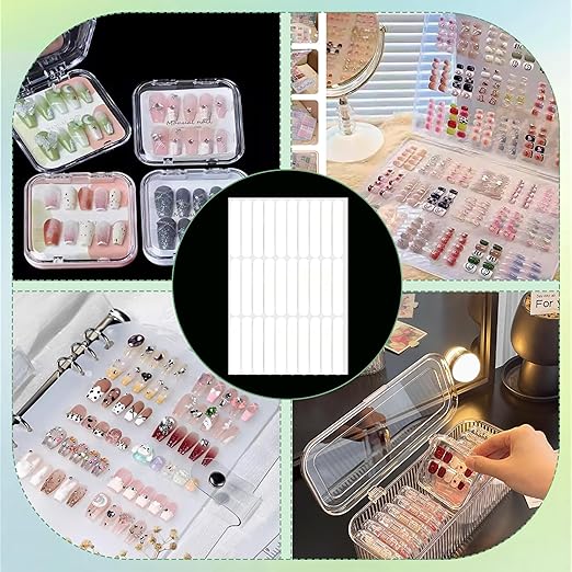 Qenk 12 Sheets Double Sided Tape for Nails, Nail Tape for Press on Nails, Double Sided Nail Tape for Nail Art Display Salon Supplies (Style-1)