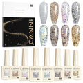 CANNI Gel Polish Glitter Gel Nail Polish Set, 8 Colors Shiny Amber Silver Gold Rose Pink Stone Glitter Gel Polish U V LED Soak Off Manicure Kit Gift for Women Girls
