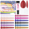 EBANKU 288Pcs Short False Nails, 12 Pack Almond Press On Nails, Sparkle and Glossy Short Fake Nails With Glue and Adhesive Pad