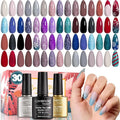 Lavender Violets 30 Pcs Gel Nail Polish Set, 27 Colors Purple Blue Brown Red with Glitter Glossy Matte Gel Base and Top Coat Set for Nail Art C975