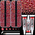 Flatback Pearls for Crafting with 3Pcs 10ml B7000 Jewelry Glue, 2 Boxes of Half Round Red AB Pearls, Bedazzling Beads for DIY Crafts Clothing Tumblers Shoes Embellishment Nail Art