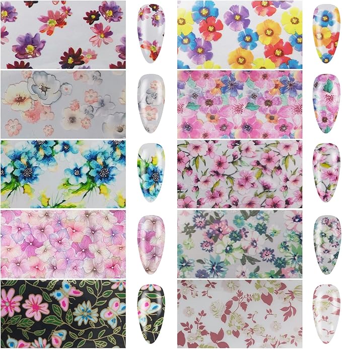 LoveOurHome 30 Sheet Nail Art Foils Flower Marble Holographic Trsnfer Nail Foil Sticker Decals Manicure Decoration Acrylic Tips Supplies for Crafts Nails Design