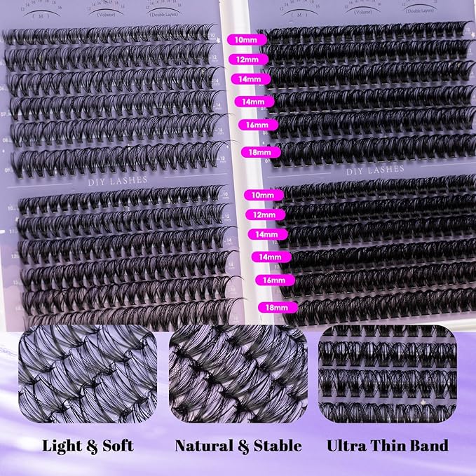 Ocean Pearl Lash Clusters 600pcs 10-18mm Lash Clusters kit 30/40/60/80D Cluster Eyelash Extensions Kit,Eyelash Clusters,Eyelashes,DIY Lashes Clusters Extensions kit with lash adhesive+sealer+tweezers