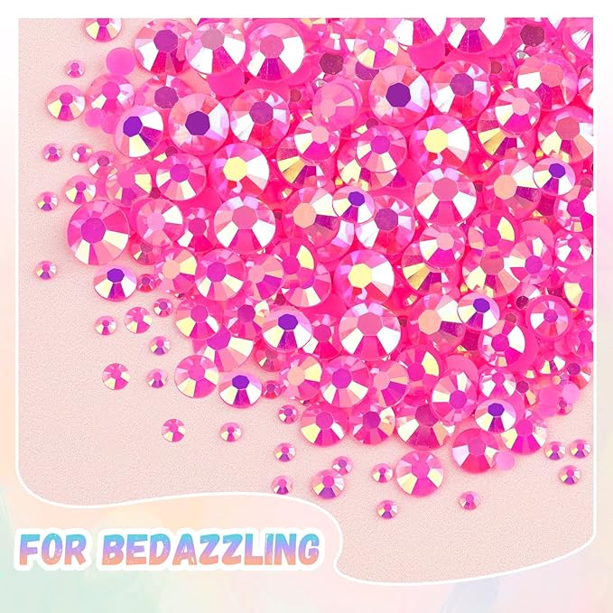 30000Pcs Resin Rhinestones for Bedazzling with B7000 Jewelry Glue, Hot Pink AB Flatback Gems Rhinestones for Crafting, Clothing Tumblers Mugs Shoes Fabric Decor Nail Art