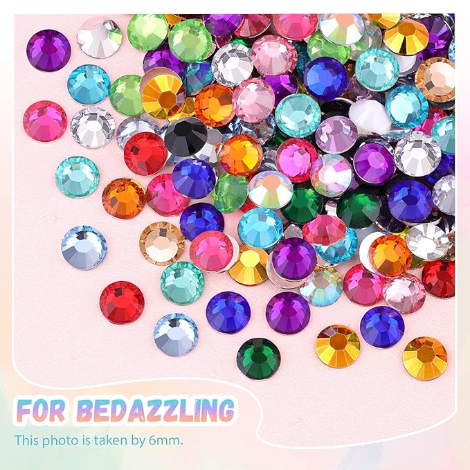 12600Pcs Resin Rhinestones with 3Pcs B7000 Jewelry Glue for Crafting, Multicolors 4mm Non Hotfix Flatback Gems, Bedazzling Crystal for DIY Crafts Clothing Tumblers Mugs Shoes Fabric Decor Nail Art
