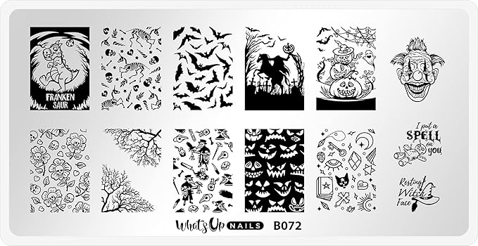 Whats Up Nails - B072 No Clowning Around Stamping Plate for Halloween Nail Art Design