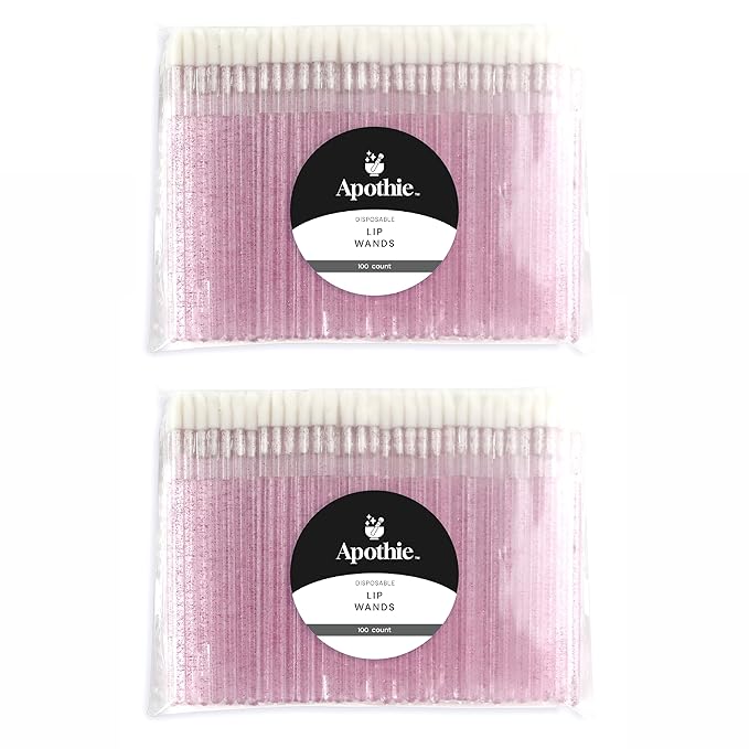 200 Pieces Disposable Lip Applicators – Lint-Free Versatile Doe Foot Makeup Wands for Lip Gloss, Lipstick, Lash Extensions, Beauty Starter Kits Essential (200 Brushes, Rose Pink Crystal)