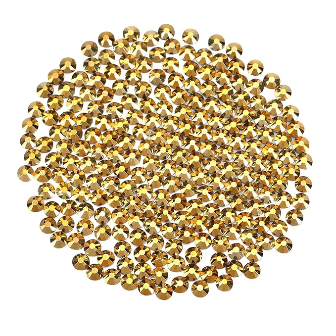 Novani Rhinestones Flatback Rhinestones Glass Gems Stones Jewels Round Gemstones Non-Hotfix Crystal for Crafts,SS30,288 Pieces,Gold