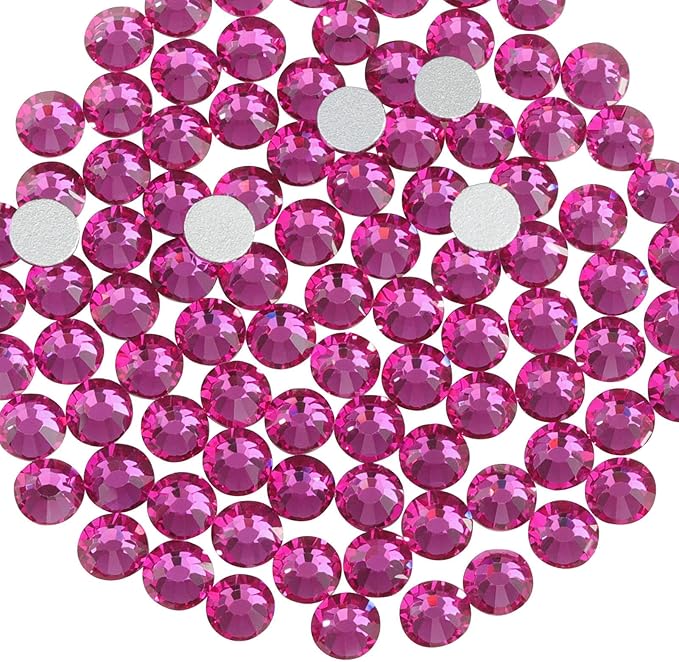 Beadsland 2880pcs Flat Back Crystal Rhinestones Round Gems for Nail Art and Craft Glue Fix, Fuchsia,SS10,2.7-2.9mm