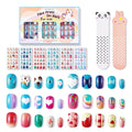Modelones Press on Nails for Kids 144Pcs 6 Pack Children Acrylic Fake Nails Pre-glue Full Cover Glitter Gradient Color Heart Cat Short False Nail Art Kits Sets Christmas Gifts for Kids Girls