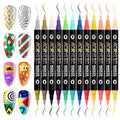 EBANKU 24 Colors Nail Art Pens Set, 3D Nail Polish Pens Quick-Drying Nail Art Markers Acrylic Paint Nail Point Graffiti Dotting Liner Pen No Squeeze Needed
