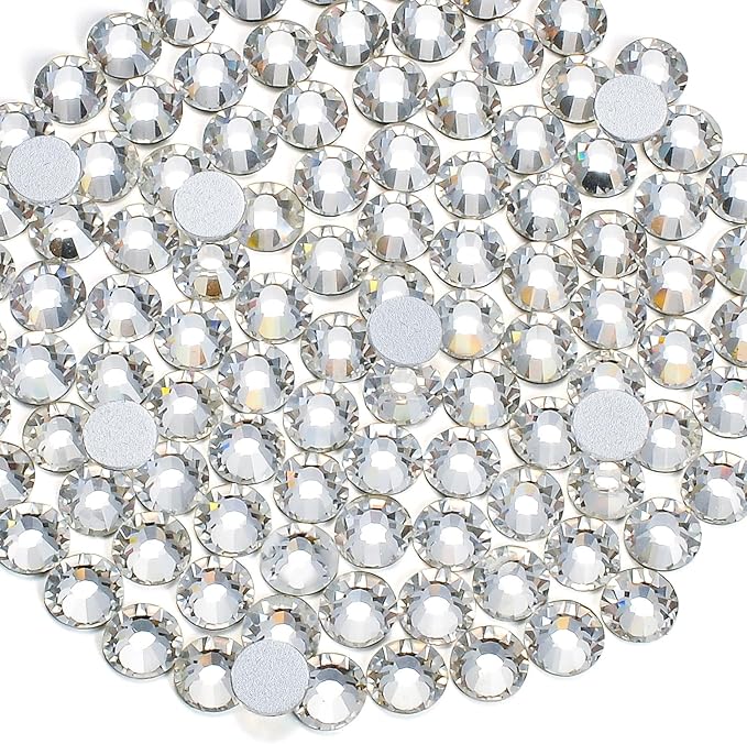288pcs Flat Back Rhinestones Glitter Round Crystal Gems Glass Rhinestones for Crafts Nail Art Clothes Shoes DIY Decorations, Crystal, SS30, 6.3-6.5mm