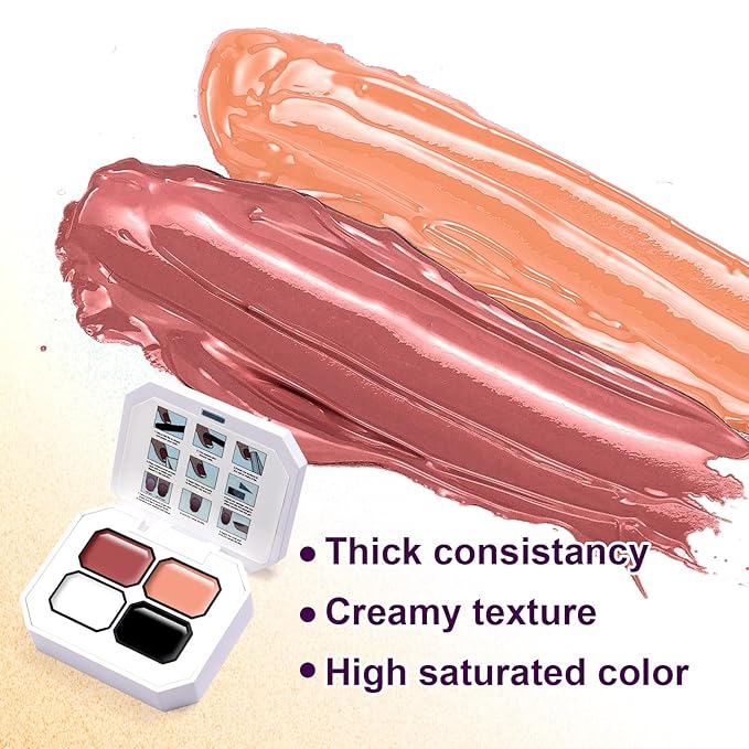 Gradient Gel Nail Set,16 Bright Color for Ombre Almond Nude White＆Black Color for Ombre Nail Polish with Tools Platte Kit, Pat Painting Gel French Nail Manicure No-wipe DIY Art Home Salon