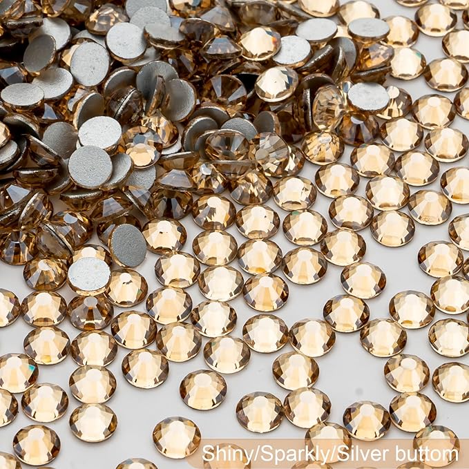Flatback Rhinestones Bulk, 14400PCS Gold Shadow Rhinestones for Clothes DIY Decoration Crafts, Gold Shadow, SS16, 3.8-4.0mm