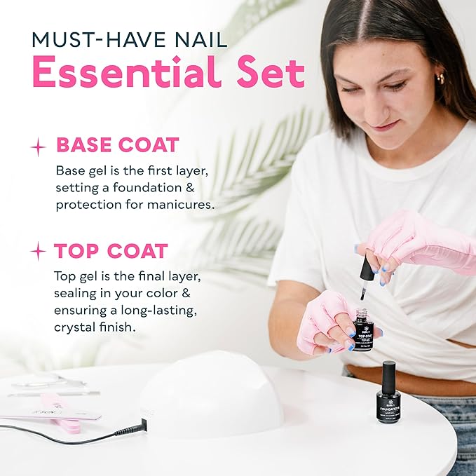 SUNUV 48W UV Light for Nails, 15ml Top and Base Coat Gel Polish Set Home and Salon Use SUN2C Pink