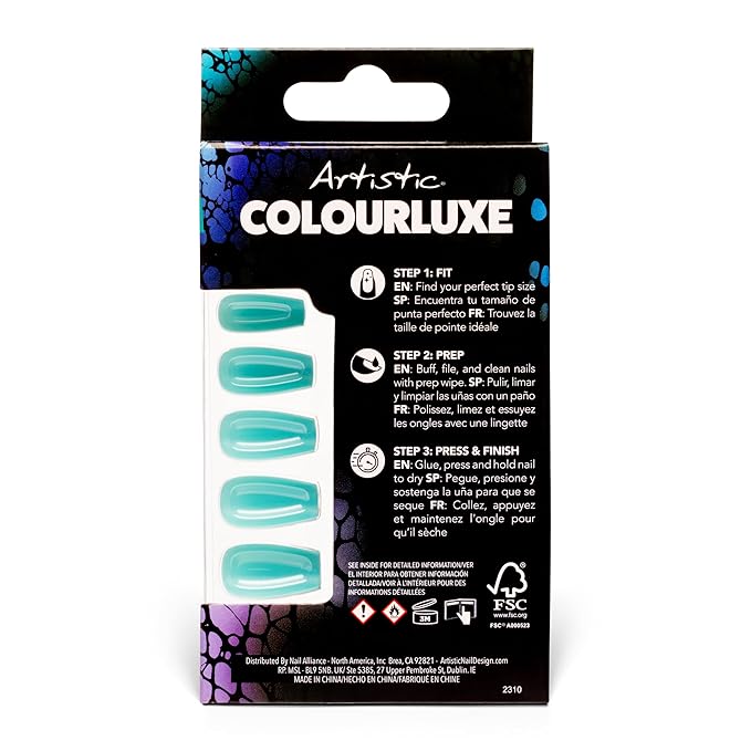 Artistic Colourluxe Press-On Tips Kit - Ready to Wear Manicure - Long-Lasting Manicures – Easy Application, Natural Look, 30 Nails (I'm A Chameleonaire, Kit)