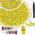 5000PCS SS6/2mm Crystal Rhinestones (Lemon Yellow) with 2Pcs 10ml B7000 Jewelry Glue, Bedazzling Flatback Glass Rhinestones for Crafting, Gems Diomand Charms for Tumbler Shoes Clothing Mugs Nail Art