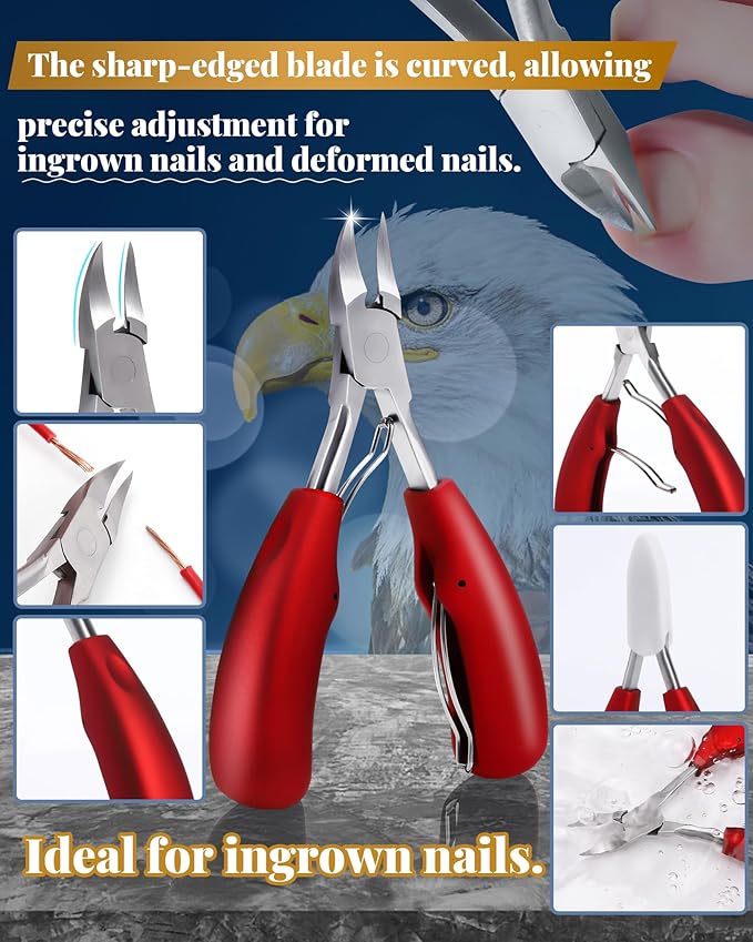 5Pcs Toenail Clippers Set for Ingrown Toenail & Thick Toenails,Nail Clippers Set for Seniors Men Women,Ingrown Toenail Clippers,Professional Heavy Duty Toenail Clippers for Thick Toenails
