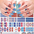 DANNEASY 16 Sheets Independence Day Nail Wraps for Women 4th of July Nail Polish Stickers Solid Color Nail Polish Strips Self-Adhesive Fingernail Stickers with Nail File, Cuticle Stick