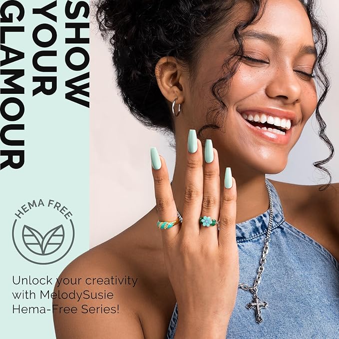MelodySusie Hema Free Gel Nail Polish, 0.5 Fl Oz Thick Light Mint Green Gel Polish, Non-Toxic, Long Lasting, Soak Off UV Nail Polish, Manicure Nail Design Salon DIY Nail Art at Home K0840
