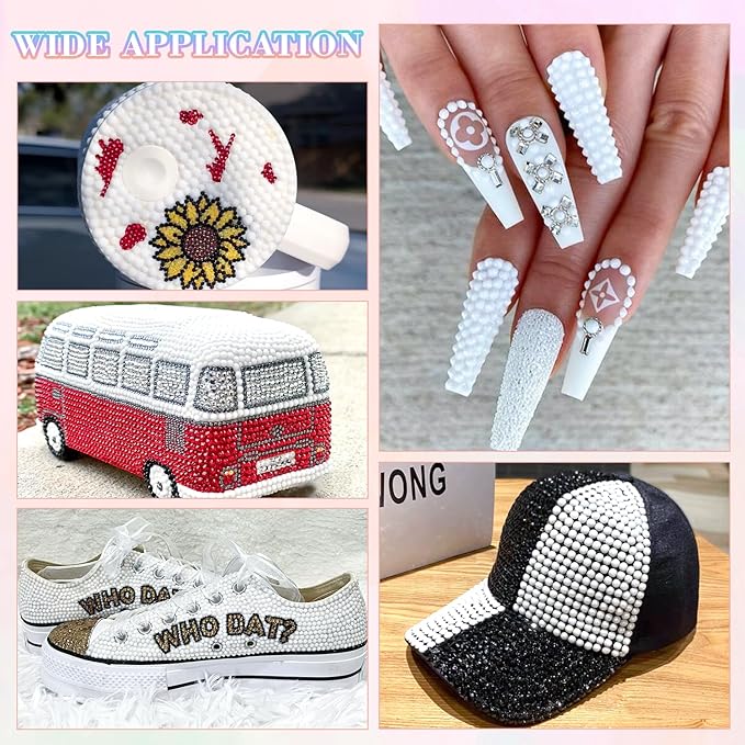 25000Pcs White Rhinestones for Bedazzling with B7000 Jewelry Glue, Non Hotfix Flatback Gems, Crystal Resin Rhinestones for Crafting Crafts Clothing Tumblers Mugs Shoes Fabric Decor Nail Art