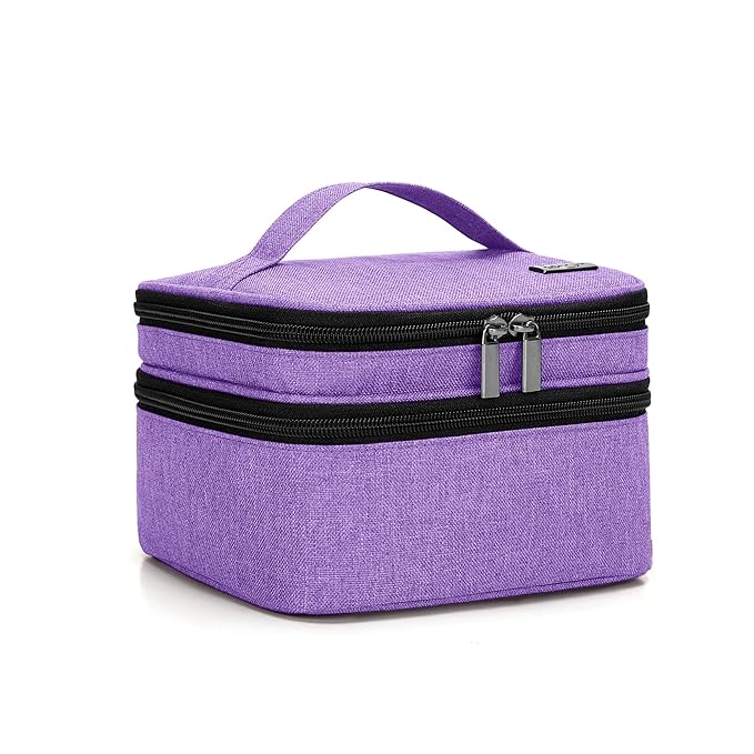 LUXJA Nail Polish Carrying Case - Holds 20 Bottles (15ml - 0.5 fl.oz), Double-layer Organizer for Nail Polish and Manicure Set, Purple