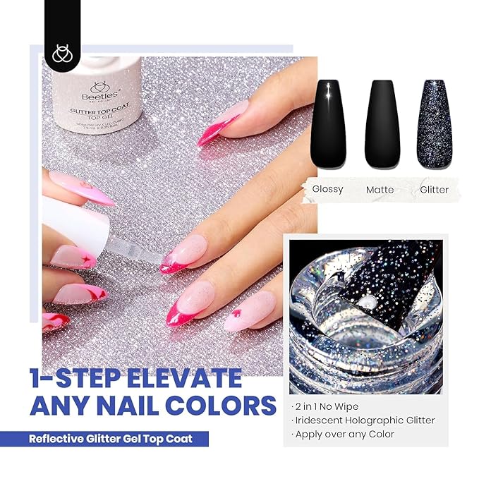 beetles 44pcs Gel Nail Polish Set - 36 Colors Colorful Muse Gel Polish Kit Pink Nude Red Yellow Green Black White Glitter Nail Kit Base Top Coat UV LED Needed Salon DIY Home Valentines Gift for Women