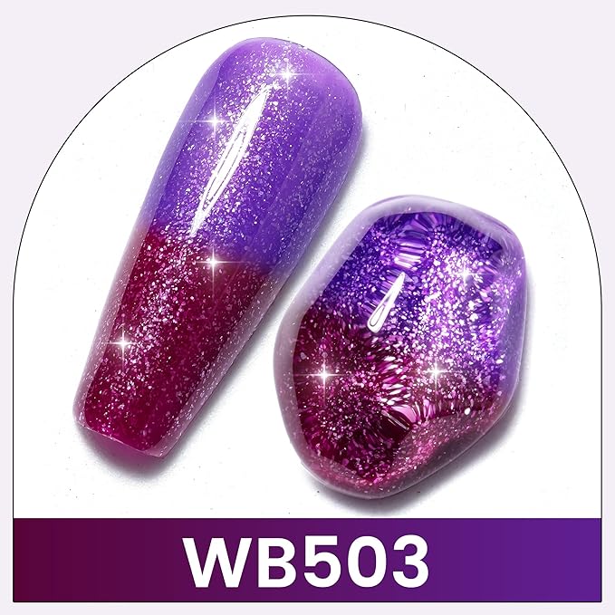 YTD Likomey Color Changing Gel Nail Polish,15ml Purple To Dark Wine Red Glitter Mood Temperature Change Colors Fall Winter Thermal Manicure UV Nail Gel,HEMA Free WB503
